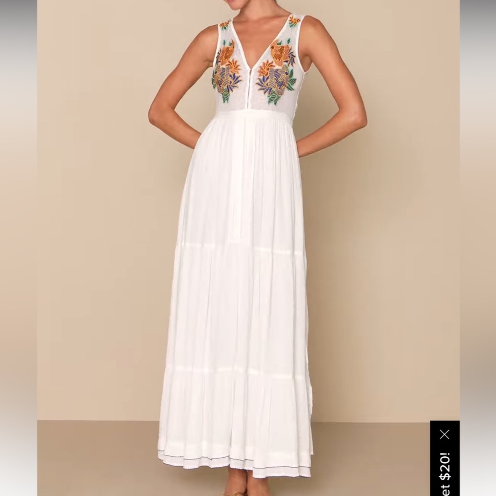 Lulus White maxi dress with embroidered top